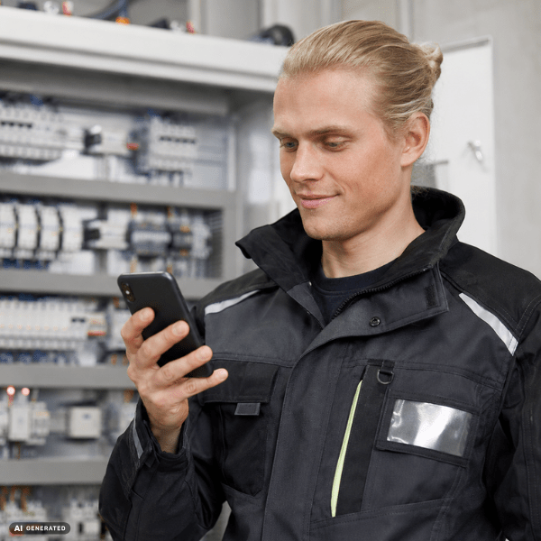NF C 15-100-1 Installer on his smartphone